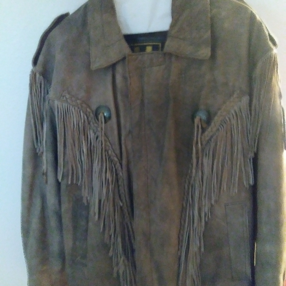 Western style leather fringed coat..New - Picture 2 of 4